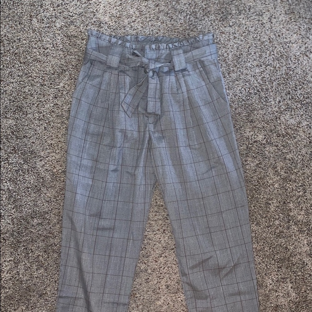 Paper bag waist pants.